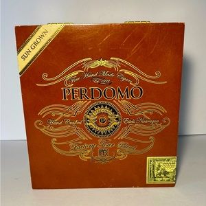 Perdomo Wood Hinged Empty Cigar Box Factory Tour Blend Maduro Churchill SunGrown